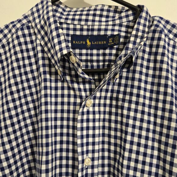Polo Ralph Lauren Men’s Tall/Long XL Blue White Plaid Long Sleeve Button Up - Picture 6 of 7